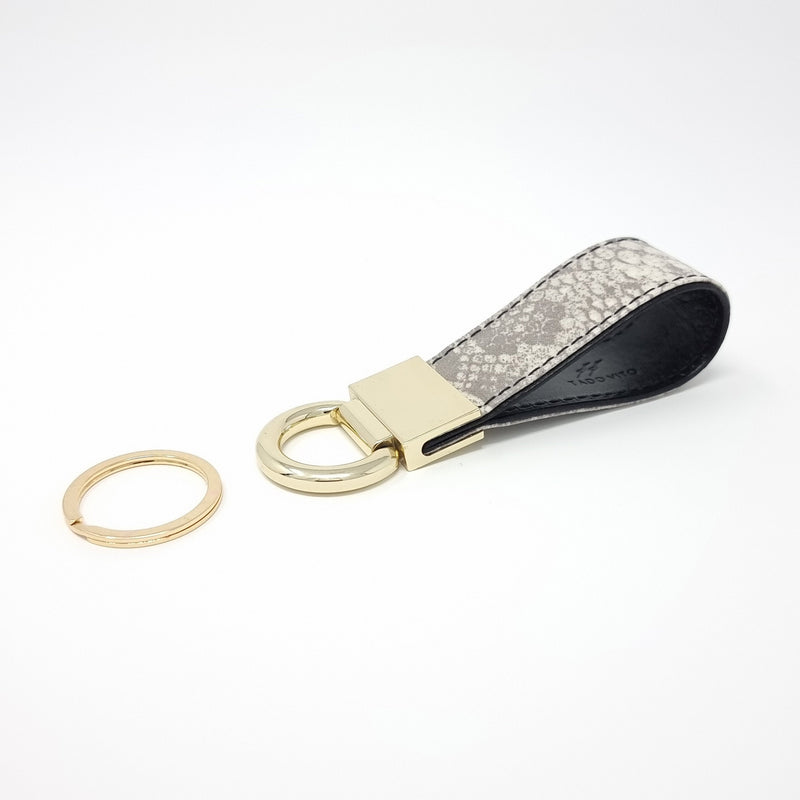 TADO VITO Leather Grey Snake Coated Cotton Keyring