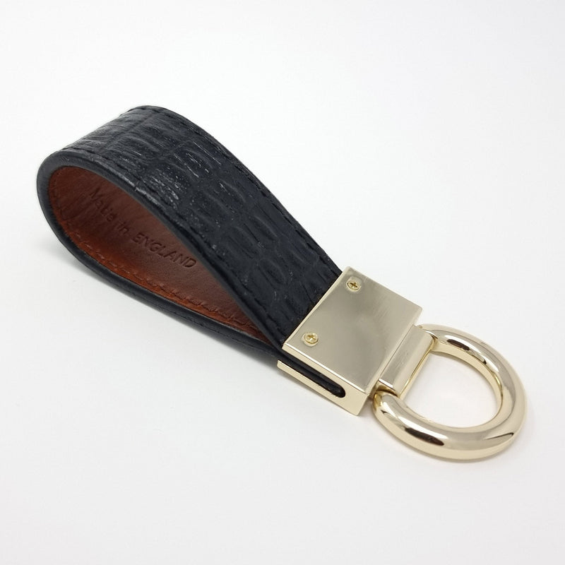 TADO VITO Leather Gold Keyring With Embossed Crocodile Effect