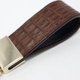 TADO VITO Leather Keyring Gold With Brown Embossed Crocodile Effect Leather