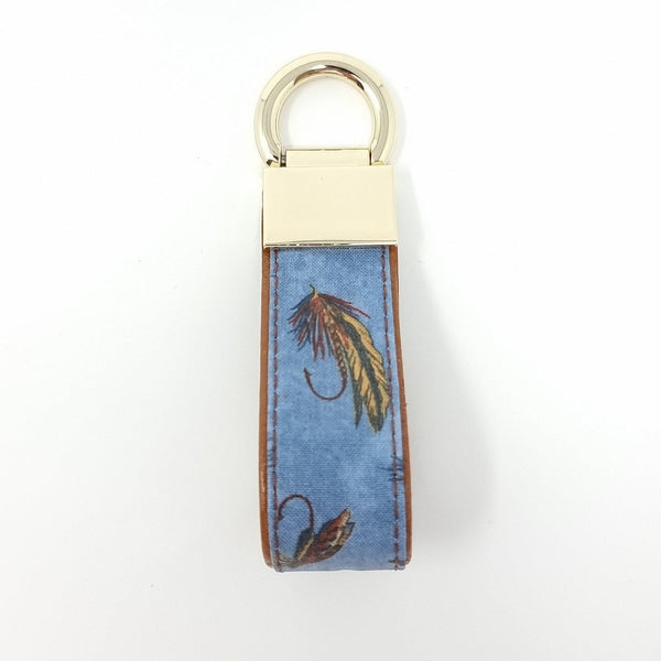 TADO VITO Sky Blue Flies Fishing Leather Keyring
