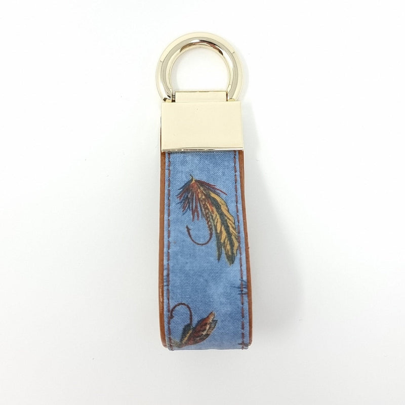 TADO VITO Sky Blue Flies Fishing Leather Keyring