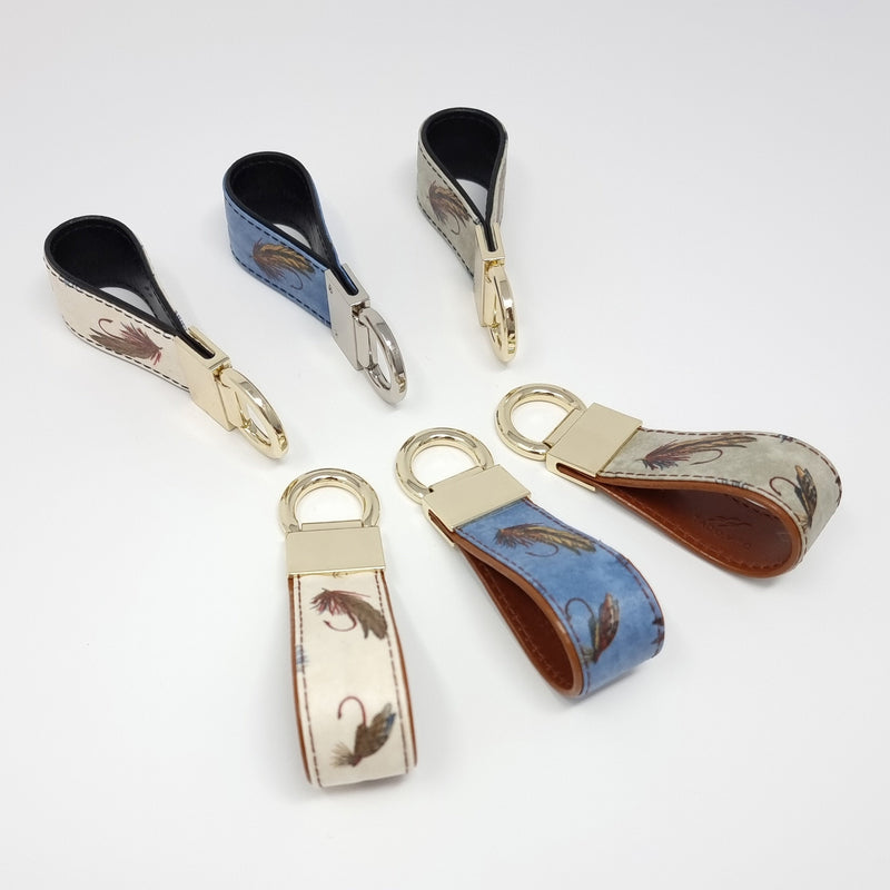 TADO VITO Ecru Flies Fishing Leather Keyring