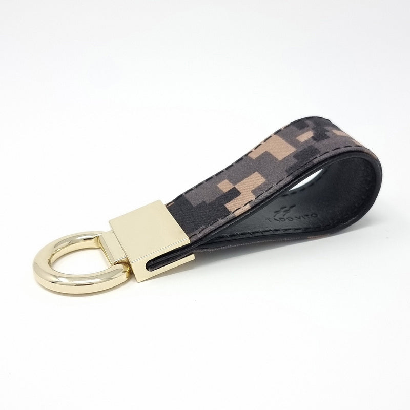 TADO VITO Leather & Coated Cotton Digital Camo Keyring