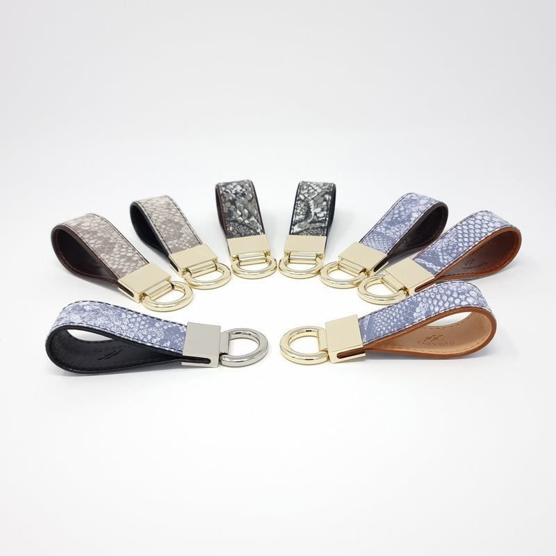 TADO VITO Leather Grey Snake Coated Cotton Keyring