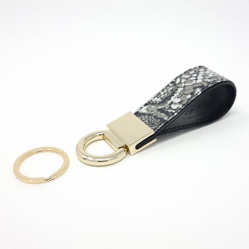 TADO VITO Leather Grey Reptile Coated Cotton Keyring