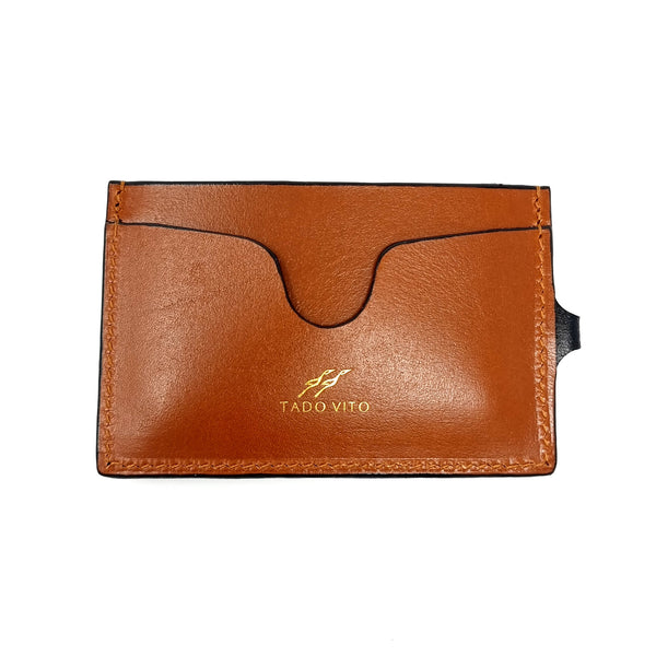 TADO VITO Leather Card Wallet Case Holder With Split Ring Attachment