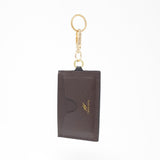 TADO VITO Dark Brown Leather Card Wallet Case Holder With Split Ring Attachment