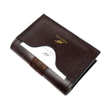 TADO VITO Foldable Leather Card Wallet Case Holder Dark Brown