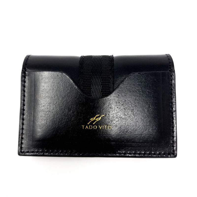TADO VITO Foldable Leather Card Wallet Case Holder Black