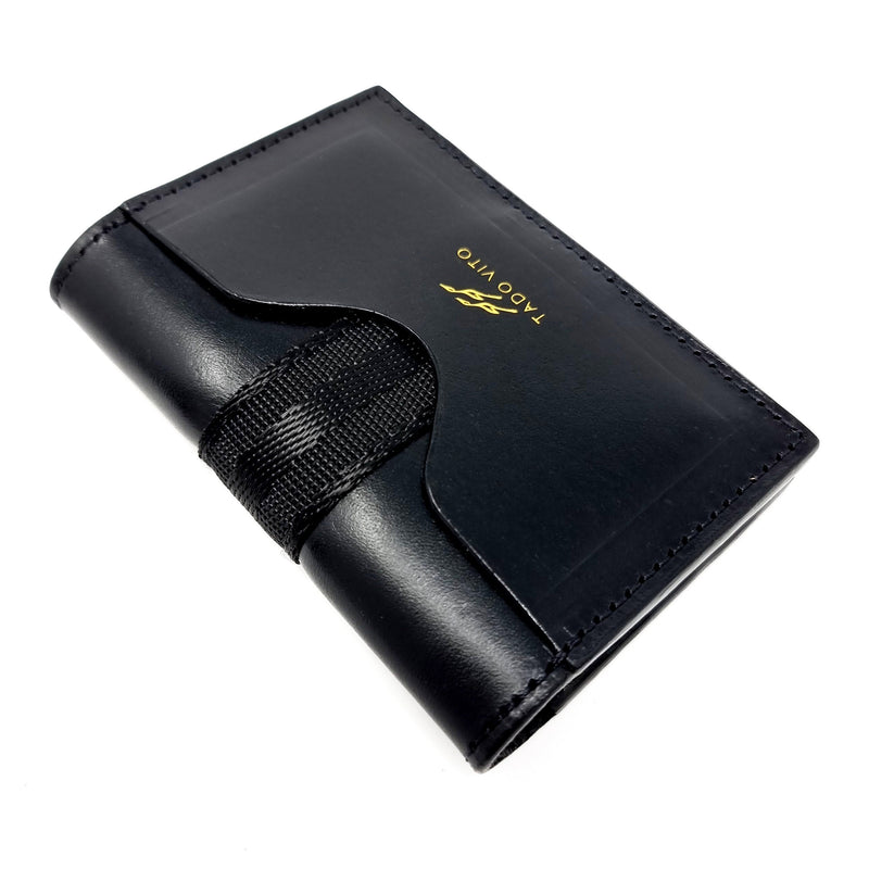 TADO VITO Foldable Leather Card Wallet Case Holder Black