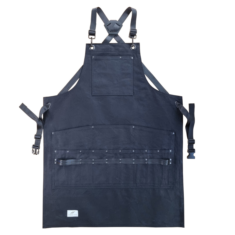 Black Stiff Cotton Canvas Apron